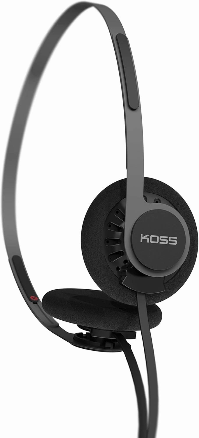 Koss KPH40 Utility On-Ear Headphones, Detachable Interchangeable Cord System, Retro Style, Ultra Lightweight Design (Stealth Black)
