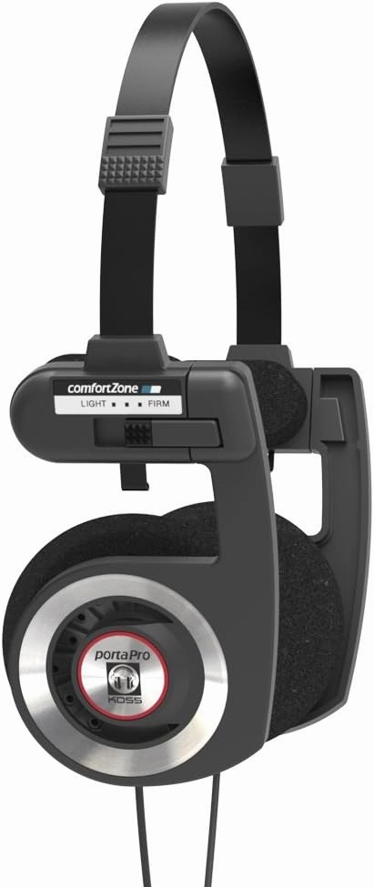 Koss Porta Pro Black On-Ear Headphones, Retro Style, Collapsible Design, Case Included, Black