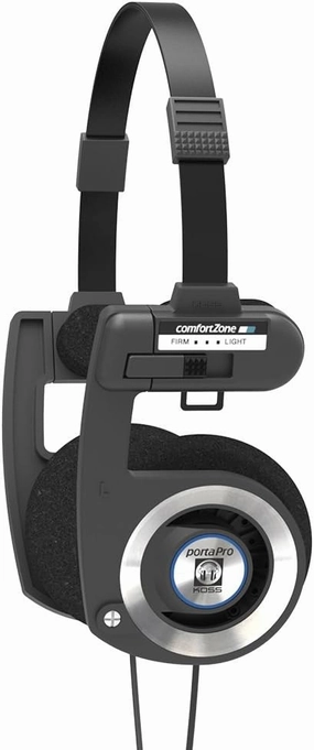 Koss Porta Pro Black On-Ear Headphones, Retro Style, Collapsible Design, Case Included, Black audiophile headphones,high-end headphones,studio over-ear,