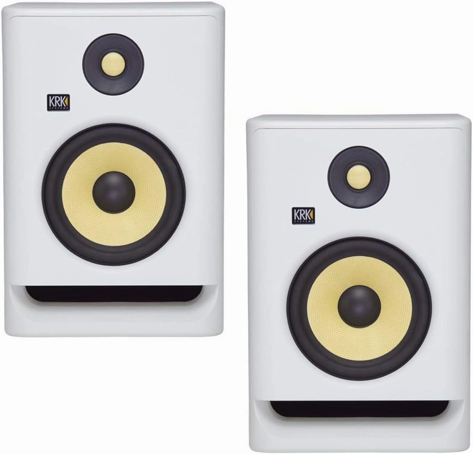 KRK RP5 Rokit 5 G4 Professional Bi-Amp 5" Powered Studio Monitors, White Noise - PAIR studio monitors,nearfield speakers,mixing reference monitors,