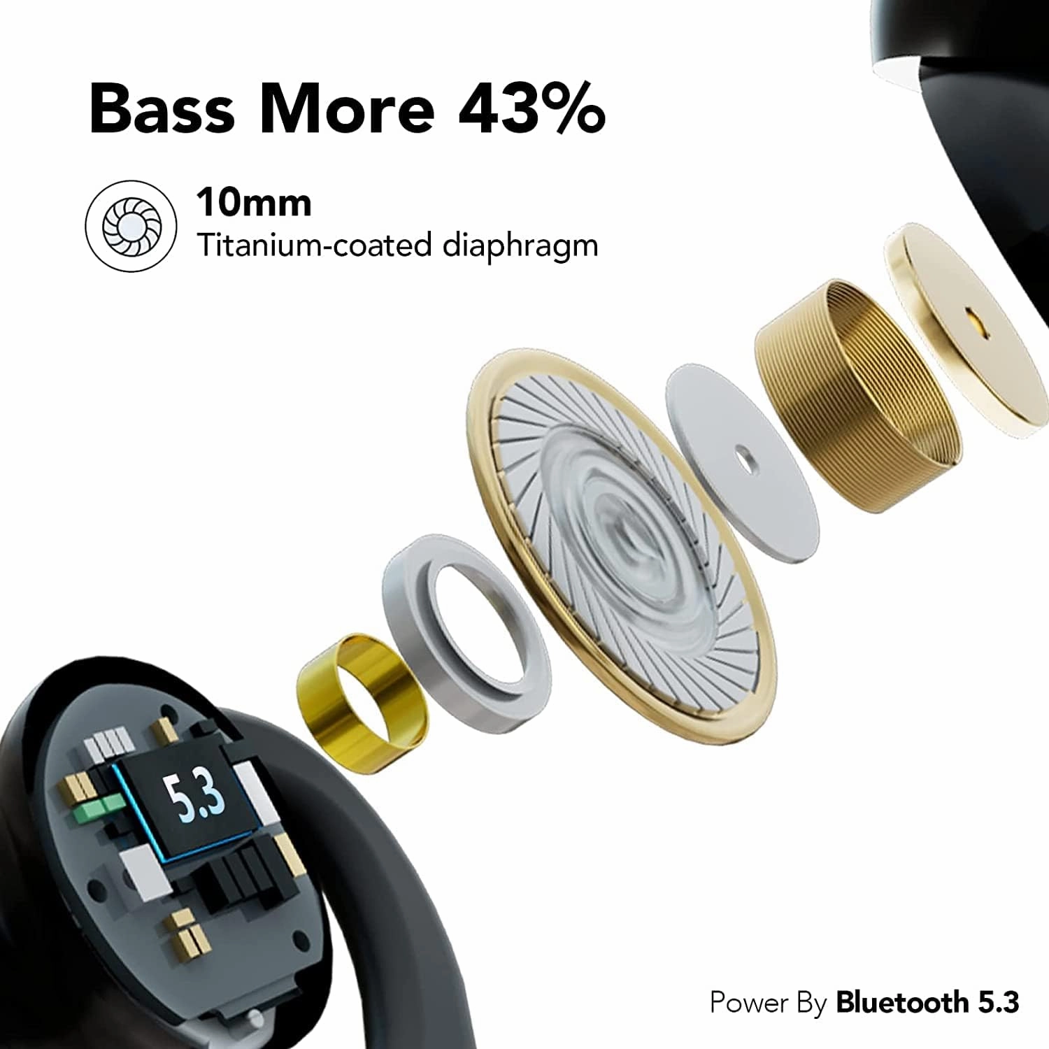 KT1 Bluetooth Headphones Wireless Earbuds 120hrs Playtime Wireless Charging Case Digital Display, Ear Buds with Earhook,IPX7 Waterproof, Deep Bass 2.0,Over-Ear Earphones for Sport Running