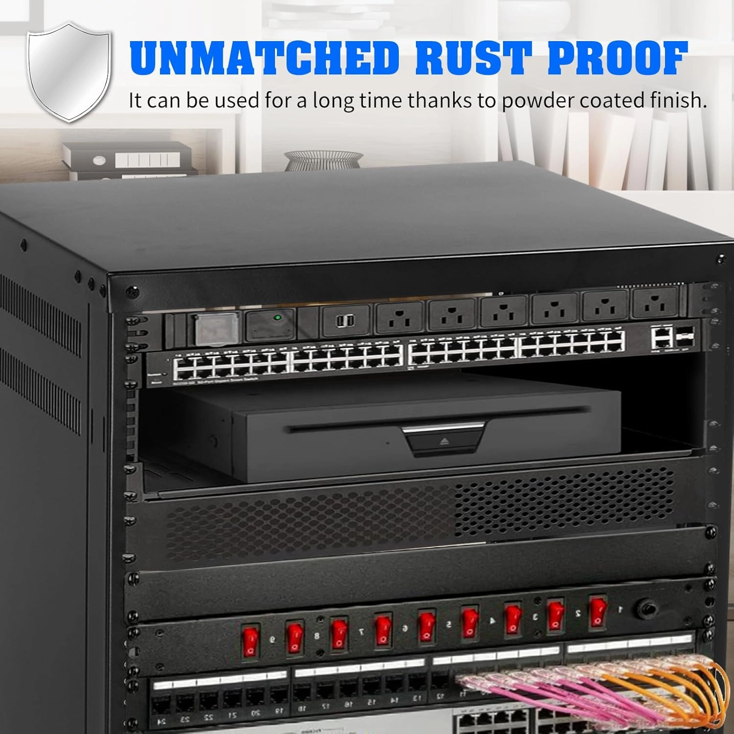 Ktaxon 16U AV Rack with Removable Side Panels and Lockable Casters, Special Vent Design for Server Rack Mounting