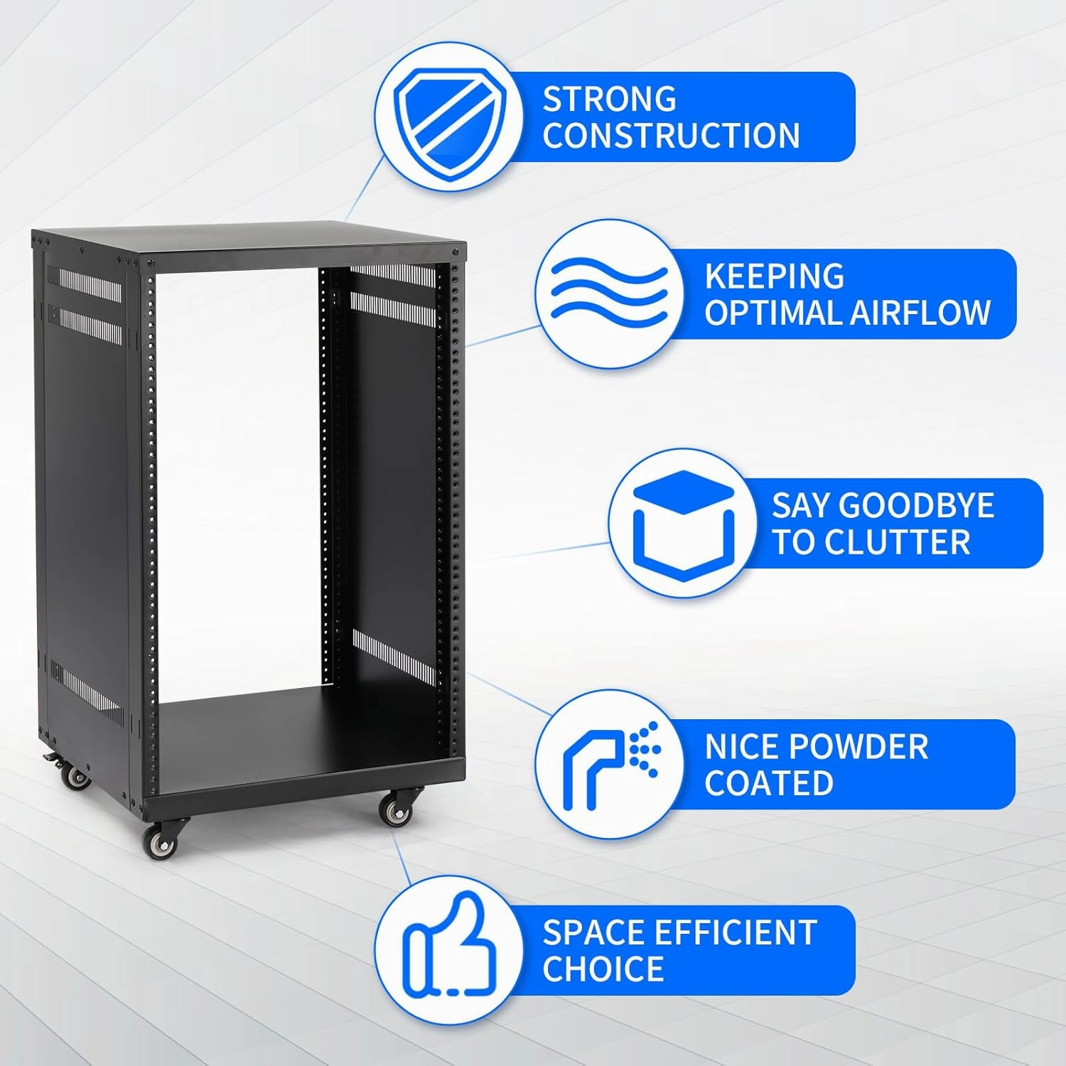 Ktaxon 16U AV Rack with Removable Side Panels and Lockable Casters, Special Vent Design for Server Rack Mounting