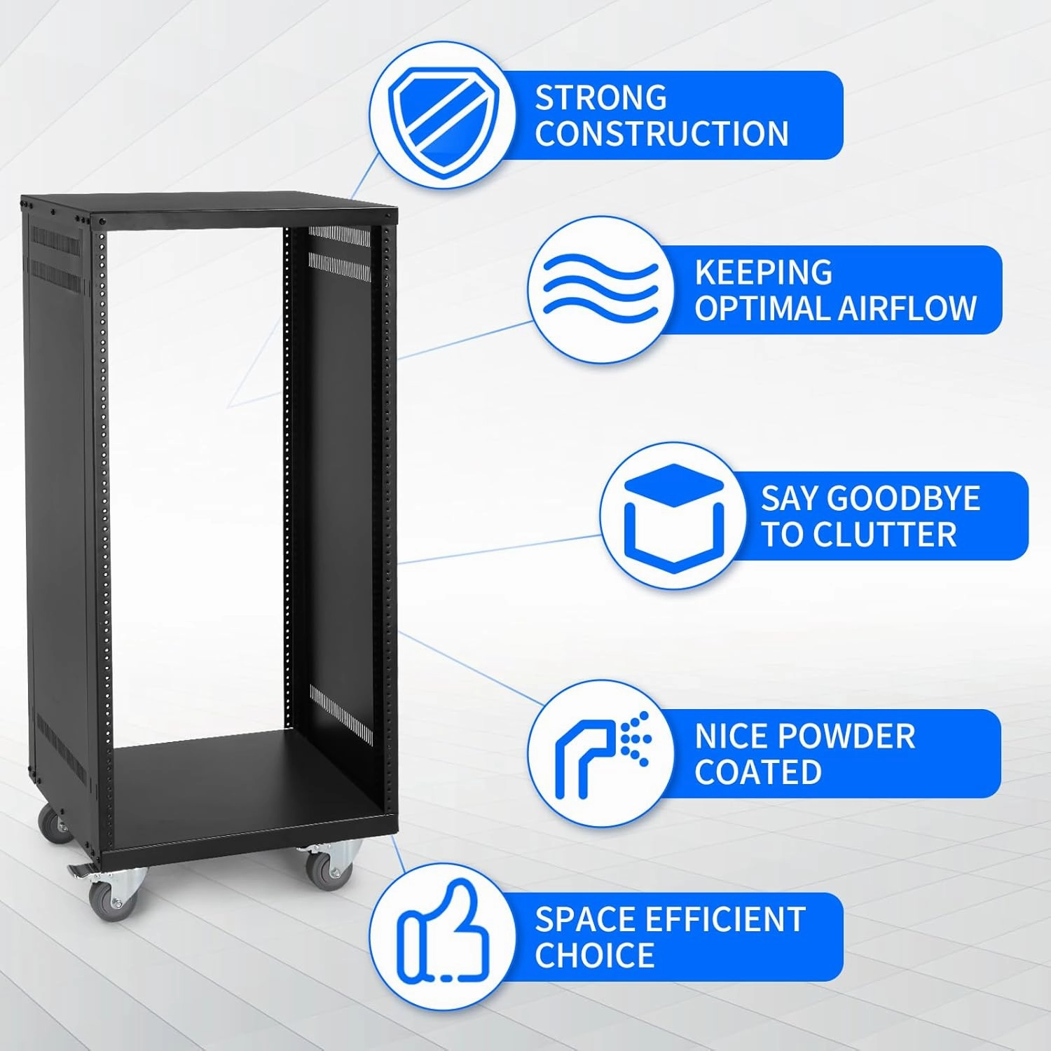 Ktaxon 4/12/16/22U AV Rack Recording Studio Racks with Removable Side Panels, Lockable Casters and Special Vent Design, Server Rack for 19 Inch Rack Mounting (22U)