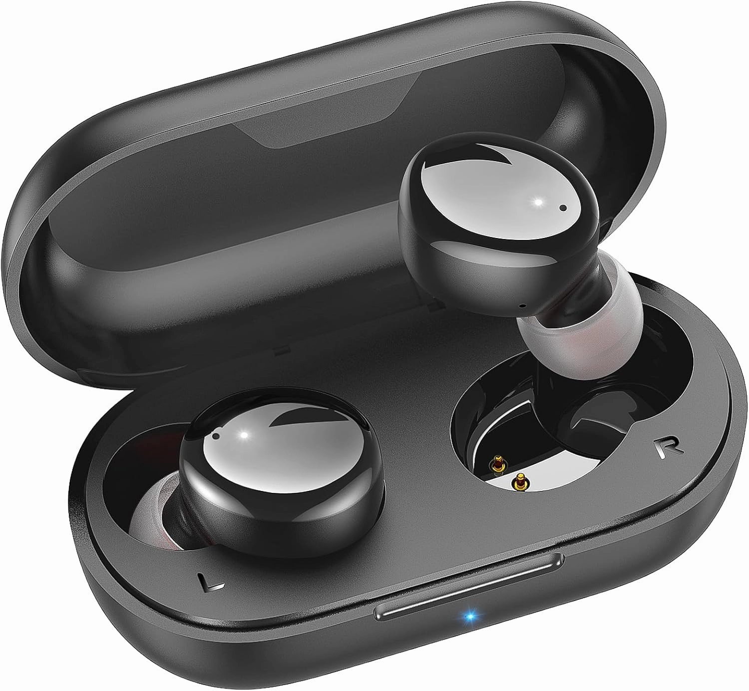 kurdene Wireless Earbuds Bluetooth 5.3 in Ear Buds Light Weight Headphones,Deep Bass Sound,Built in Mics Headset,Clear Calls Earphones for Sports Workout Glossy Black wireless earbuds,Bluetooth earphones,true wireless stereo,
