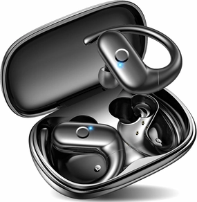 kurdene Wireless Earbuds Bluetooth Headphones Sport,Over Ear Buds with Deep Bass Sound,60Hrs Playtime Earphones Redesigned Comfort Fit with Earhooks for Running,Meeting,Workout-Black over-ear headphones,closed back headphones,wireless studio cans,