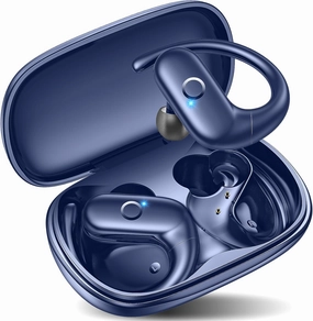 kurdene Wireless Earbuds Bluetooth Headphones Sport,Over Ear Buds with Deep Bass Sound,60Hrs Playtime Earphones Redesigned Comfort Fit with Earhooks for Running,Meeting,Workout-Blue over-ear headphones,closed back headphones,wireless studio cans,