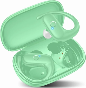 kurdene Wireless Earbuds Bluetooth Headphones Sport,Over Ear Buds with Deep Bass Sound,60Hrs Playtime Earphones Redesigned Comfort Fit with Earhooks for Running,Meeting,Workout-Mint Green over-ear headphones,closed back headphones,wireless studio cans,