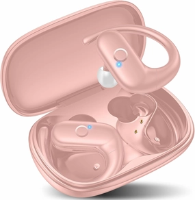kurdene Wireless Earbuds Bluetooth Headphones Sport,Over Ear Buds with Deep Bass Sound,60Hrs Playtime Earphones Redesigned Comfort Fit with Earhooks for Running,Meeting,Workout-Pink over-ear headphones,closed back headphones,wireless studio cans,
