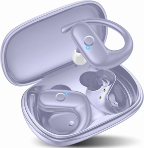 kurdene Wireless Earbuds Bluetooth Headphones Sport,Over Ear Buds with Deep Bass Sound,60Hrs Playtime Earphones Redesigned Comfort Fit with Earhooks for Running,Meeting,Workout-Purple over-ear headphones,closed back headphones,wireless studio cans,