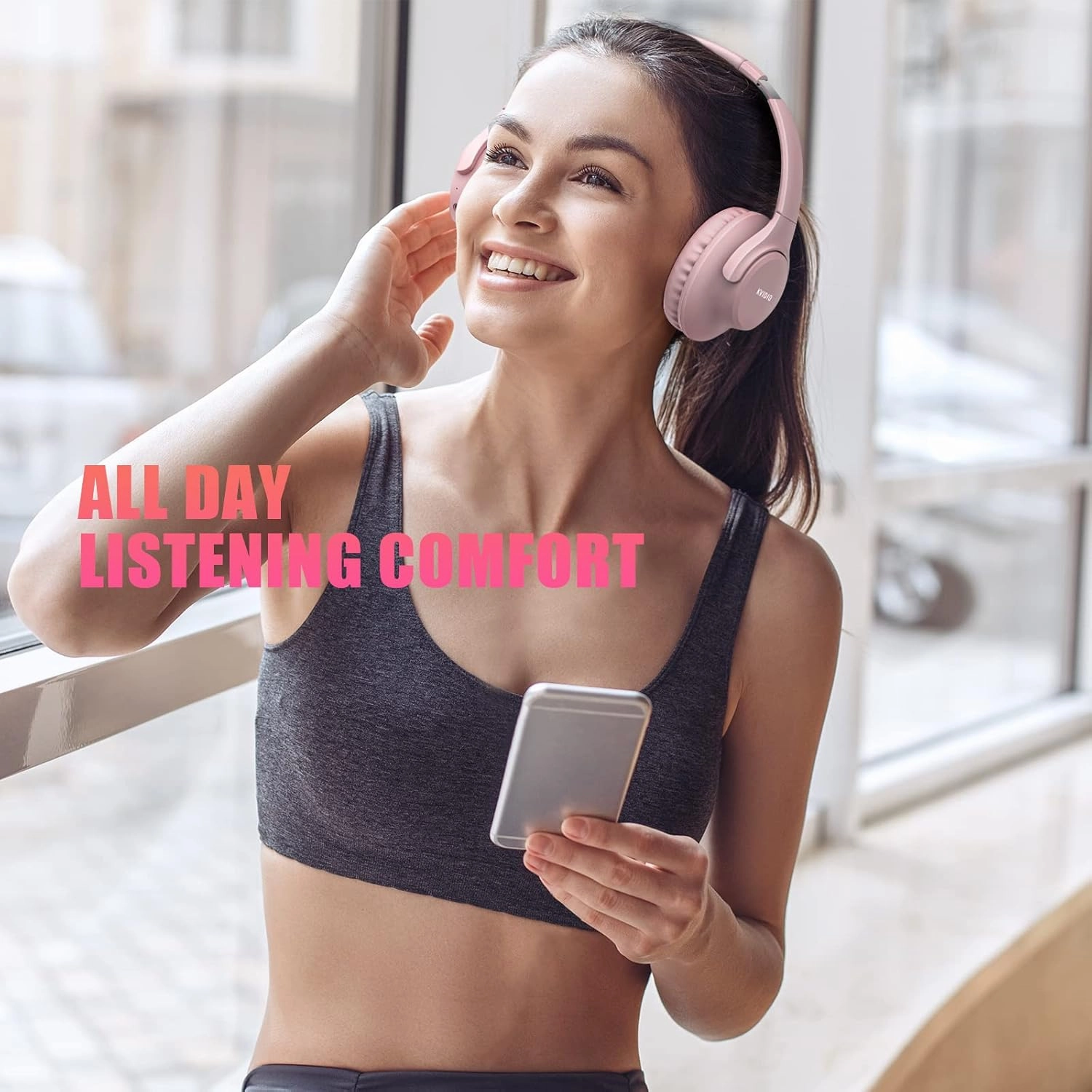 KVIDIO Bluetooth Headphones Over Ear, 65 Hours Playtime Wireless Headphones with Microphone, Foldable Lightweight Headset with Bass and Stereo Sound