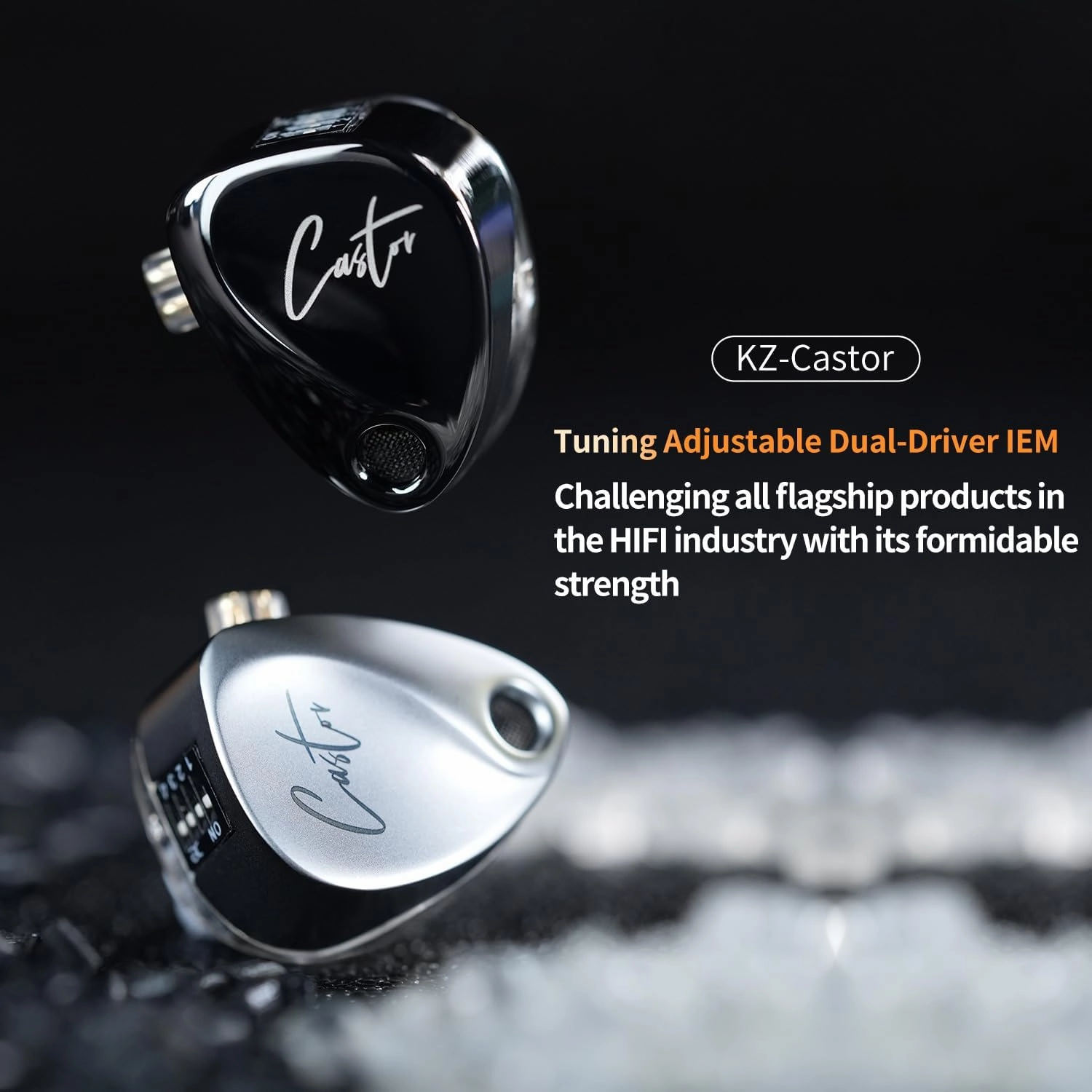 KZ Castor IEM Earphones Wired Earbuds,2DD Tuning Adjustable in Ear Monitor Headphones Dual-Driver Supper Bass Wired Headphones, Harman Target Version Monitor Headphones