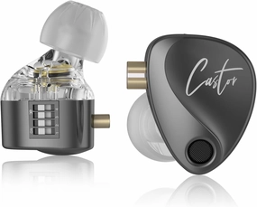 KZ Castor in Ear Monitor, Harman Edition IEM with Dual Dynamic Drivers, Tunable in Ear Headphones Gaming Earbuds with Adjusting Switch, Noise-isolating (Bass Version, with Microphone) in-ear monitors,hi-fi IEMs,studio earphones,