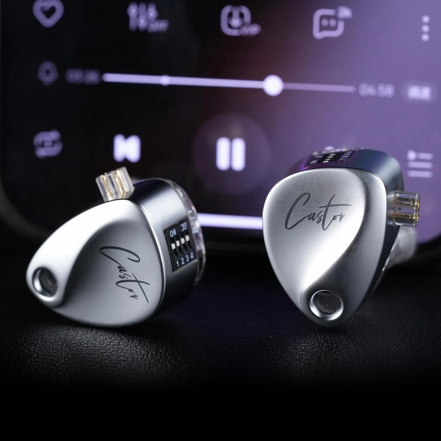 KZ Castor in Ear Monitor, Harman Edition IEM with Dual Dynamic Drivers, Tunable in Ear Headphones Gaming Earbuds with Adjusting Switch, Noise-isolating, Silicone Tips (Standard Version, Without Mic)