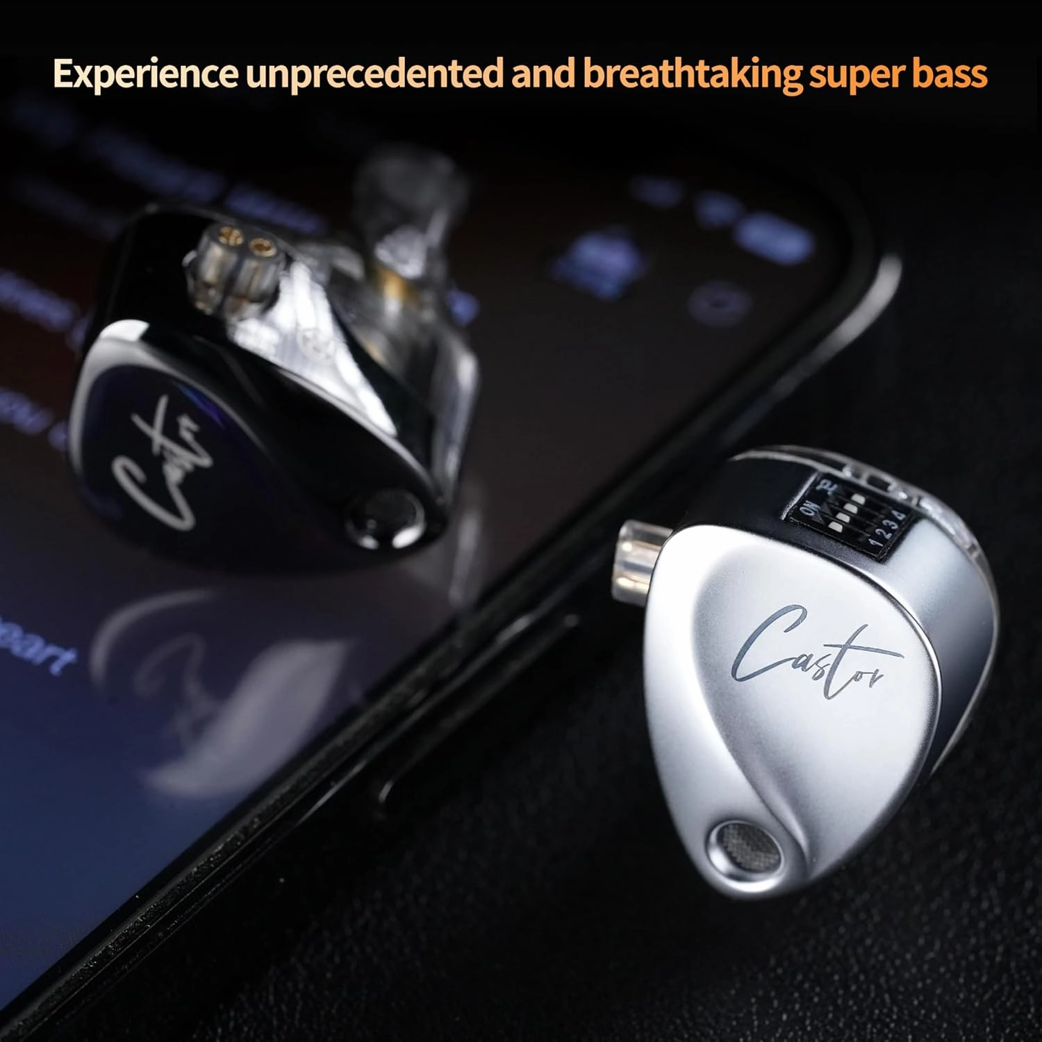 KZ Castor in Ear Monitor, Harman Edition IEM with Dual Dynamic Drivers, Tunable in Ear Headphones Gaming Earbuds with Adjusting Switch, Noise-isolating, Silicone Tips (Standard Version, Without Mic)