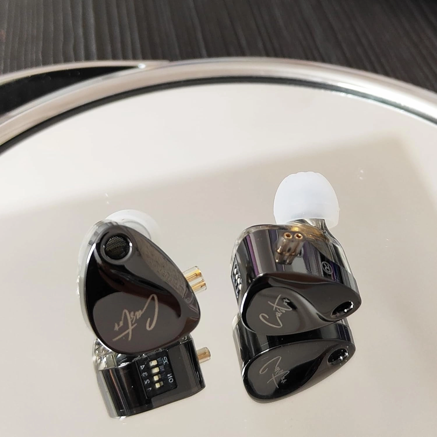 KZ Castor in Ear Monitor Headphones with Mic, HiFi Improved Bass Earphone Sound Tunable Noise Isolating IEMs, Dual-Dynamic Driver Wired Earbuds, 2PIN-C Detachable Cable for Singers Musicians