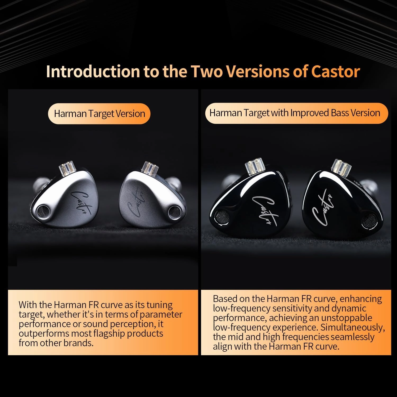 KZ Castor Wired Earbuds IEM in Ear Earphones, 2DD Tuning Adjustable Dual-Driver Supper Bass Wired Headphones, Harman Target with Improved Bass Version Monitor Headphones