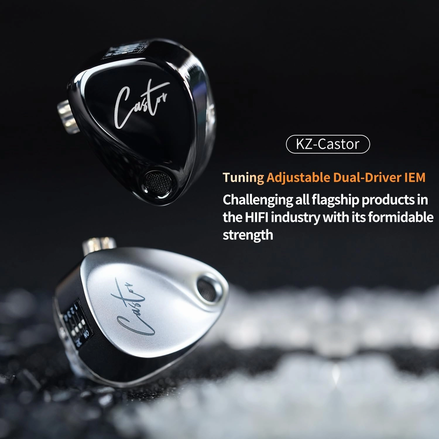 KZ Castor Wired Earbuds IEM in Ear Earphones, 2DD Tuning Adjustable Dual-Driver Supper Bass Wired Headphones, Harman Target with Improved Bass Version Monitor Headphones