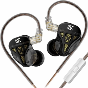 KZ DQS Dynamic Driver Semi-Open HiFi Sound in-Ear Headphones/Earphones/Earbuds, KZ Extra Bassy Drummer in Ear Monitor Headset (Black, with Microphone) in-ear monitors,hi-fi IEMs,studio earphones,