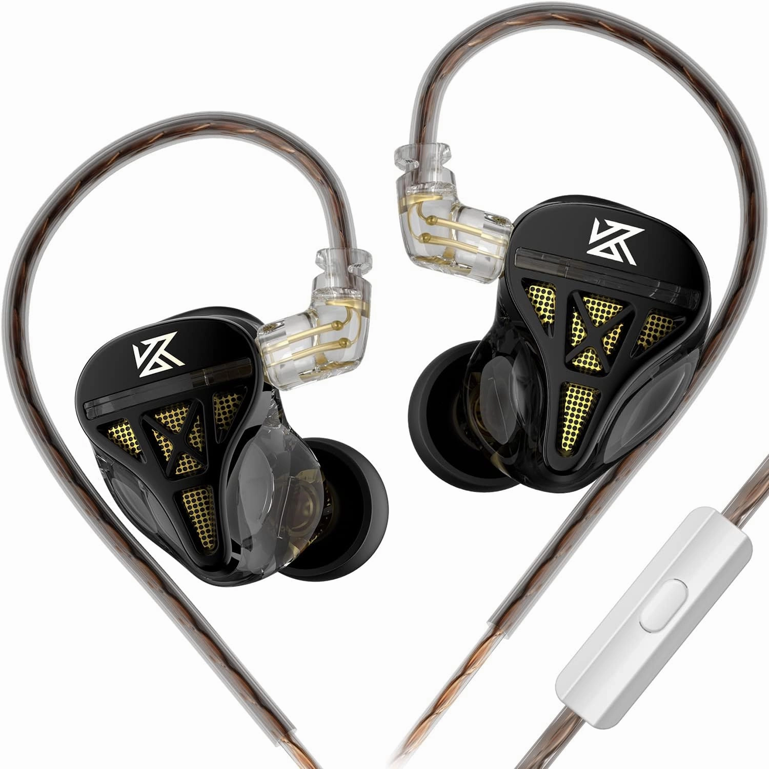 KZ DQS Dynamic Driver Semi-Open HiFi Sound in-Ear Headphones/Earphones/Earbuds, KZ Extra Bassy Drummer in Ear Monitor Headset (Black, with Microphone) in-ear monitors,hi-fi IEMs,studio earphones,