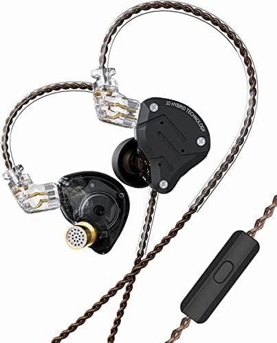 KZ Ear Buds Wired ZS10 Pro Wired in-Ear Headphones, Noise Cancelling IEM Earphone with Stainless Steel Faceplate, 2Pin IEM Detachable Cords, in Ear Monitor for Musician Singers (Matte Black, with Mic) in-ear monitors,hi-fi IEMs,studio earphones,