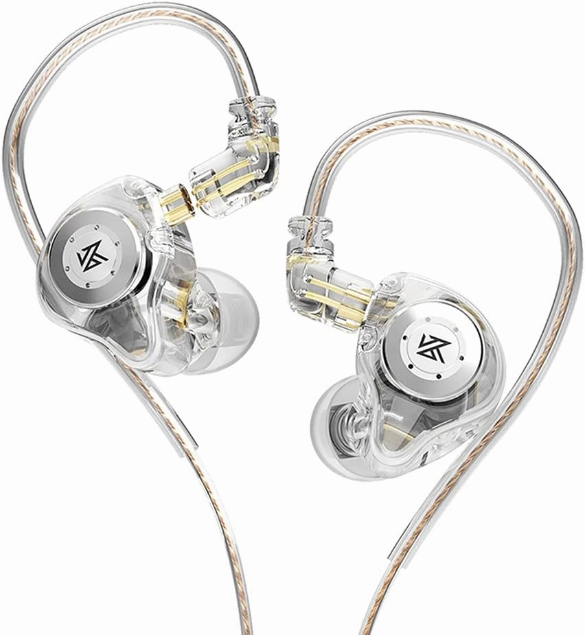 KZ EDX PRO in Ear Monitor Headphones 10mm Dual Magnetic Dynamic Driver, KZ Earbuds 1DD with Resin Housing for Musician Audiophile Gift Set (No Mic, Clear) in-ear monitors,hi-fi IEMs,studio earphones,