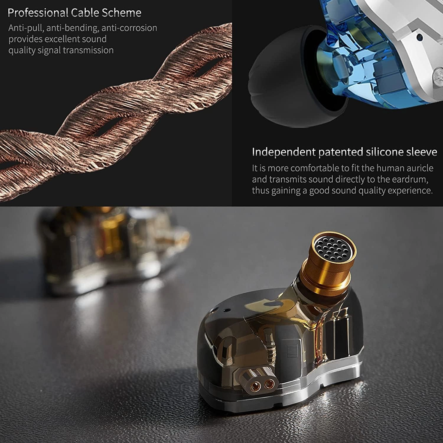 KZ Headphone 4BA 1DD Multi Driver in Ear Earphone IEM ZS10 Pro Wired Comfortable Noise Cancelling Wrap Around Ear Headphones with 2 Pin Detachable Cable, in Ear Monitor Earbuds (Meteor Blue, with Mic)