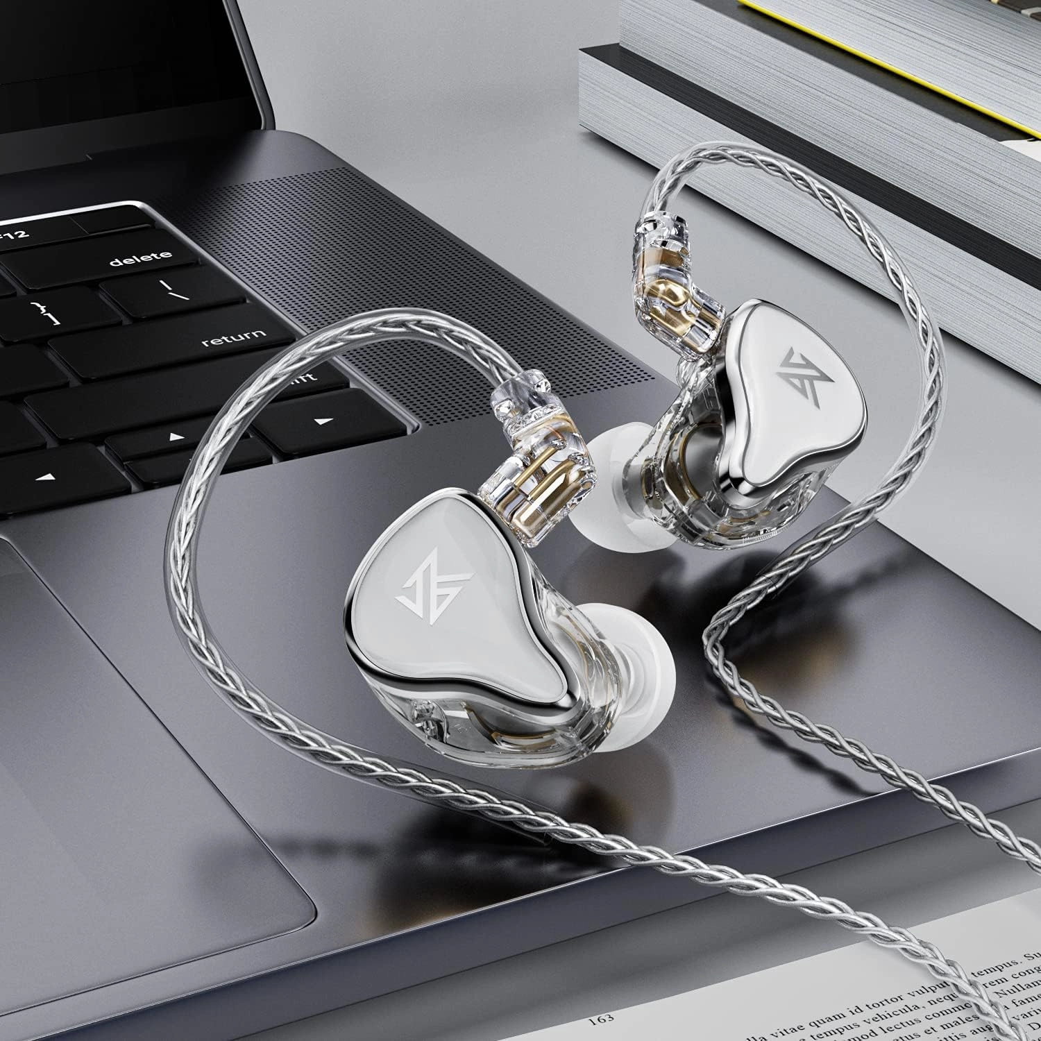 KZ ZAS 7BA 1DD In Ear Earphone - 16 Unit Hybrid Technology Flagship Monitor Headphones - 8Core Cable Music Sport Earphone (with Mic, White)