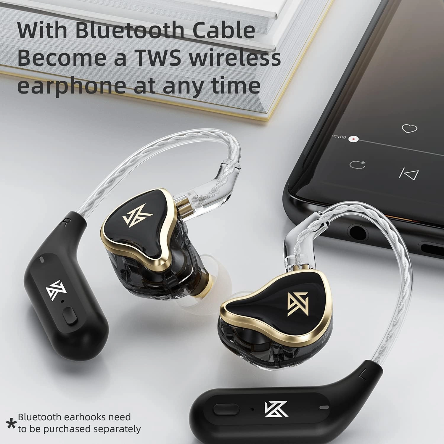 KZ ZAS 7BA 1DD In Ear Earphone - 16 Unit Hybrid Technology Flagship Monitor Headphones - 8Core Cable Music Sport Earphone (with Mic, White)