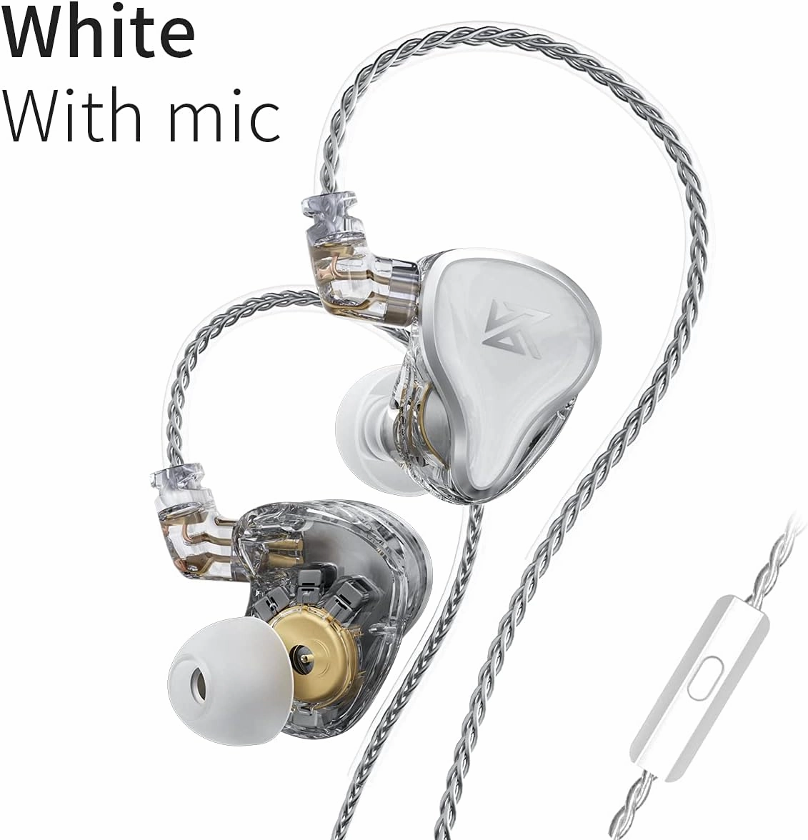 KZ ZAS 7BA 1DD In Ear Earphone - 16 Unit Hybrid Technology Flagship Monitor Headphones - 8Core Cable Music Sport Earphone (with Mic, White)