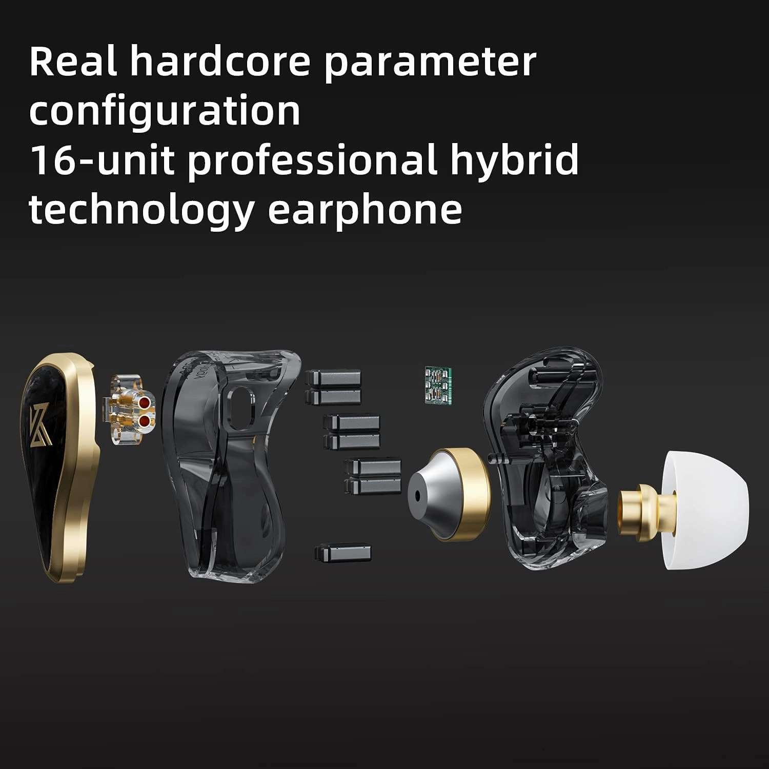 KZ ZAS in-Ear Headphones Wired Earbuds, IEM Headphones,16-Unit Hybrid High-Frequency 7BA 10mm DD HiFi Stereo Sound Earphones Noise Cancelling Earbuds(with Mic,Black)
