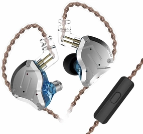 KZ ZS10 PRO Headphone Wired, 4BA 1DD Multi Driver in Ear Earphone IEM ZS10 Pro Wired Gaming Earbuds, Noise Cancelling in Ear Monitor with Comfortable Wrap Around 2 Pin Detachable Cable (Blue,with Mic) in-ear monitors,hi-fi IEMs,studio earphones,