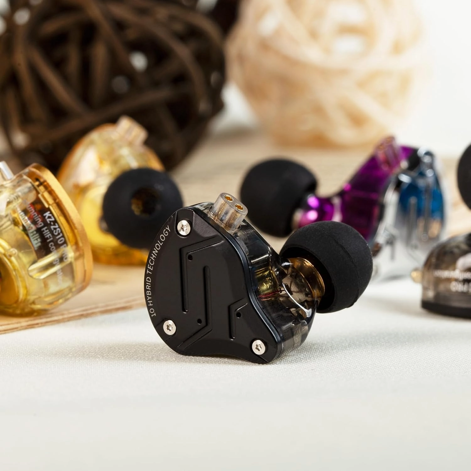 KZ ZS10 Pro in Ear Monitor Earbuds Headphone, Gaming Earbuds with 4BA and 1DD Drivers, KZ HiFi IEM Earphone Upgraded ZS10 Pro with Detachable 0.75mm 2 Pin 6N OFC Cable (Black No Mic)