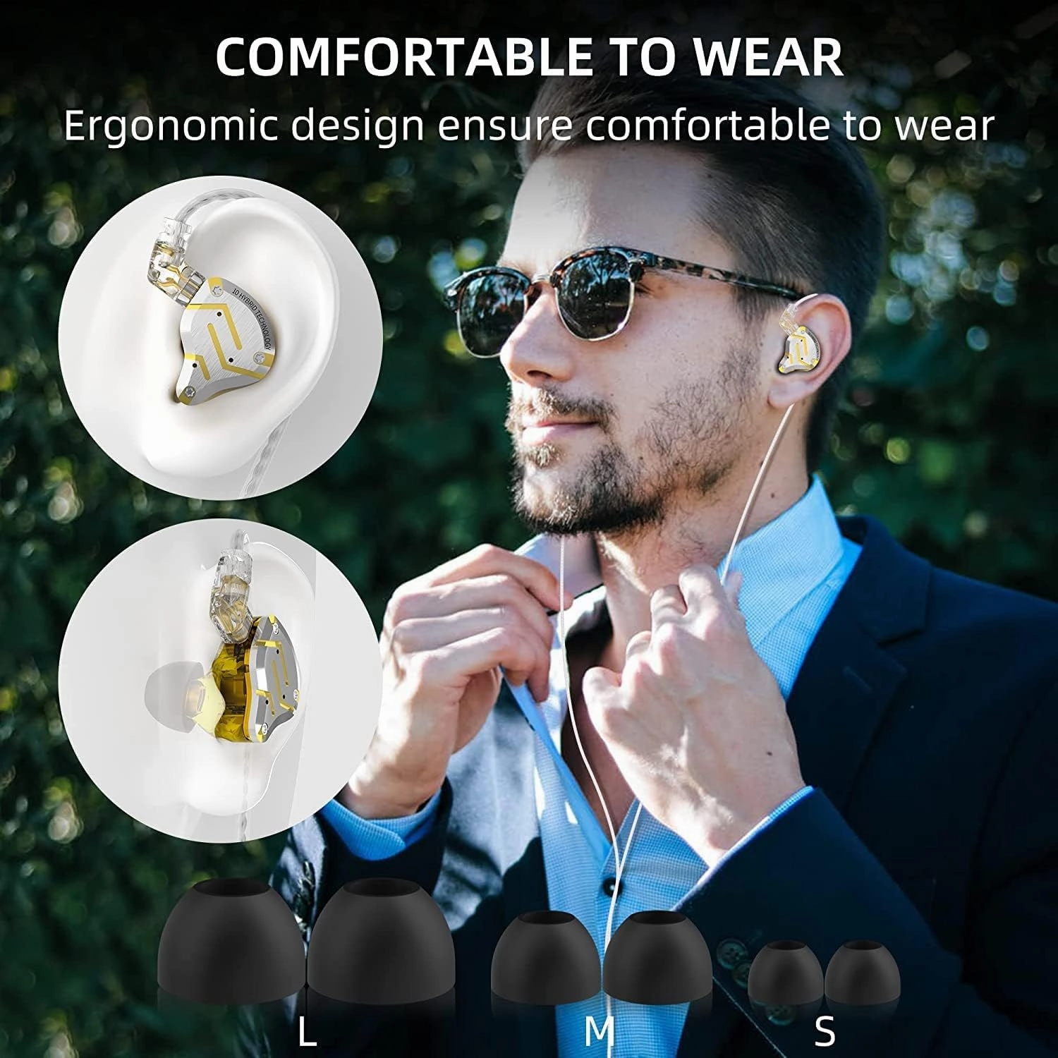 KZ ZS10 Pro in Ear Monitor Wired Earbuds Headphone KZ Earphone 4BA 1DD 5 Drivers Metal Earphones with Stainless Steel Faceplate, 2 Pin Detachable Cable (Black, Without Mic)