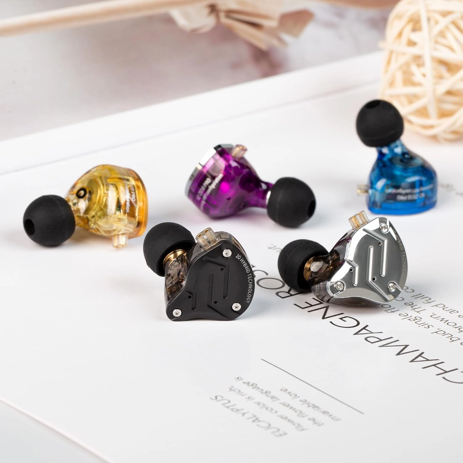 KZ ZS10 Pro in Ear Monitor Wired Headphone, KZ HiFi Earbuds in Ear Monitor Earphone with 4 Balanced Armatures and 1 Dynamic Drivers Professional IEM Headphone for Drummer Musician(Blue No Mic)