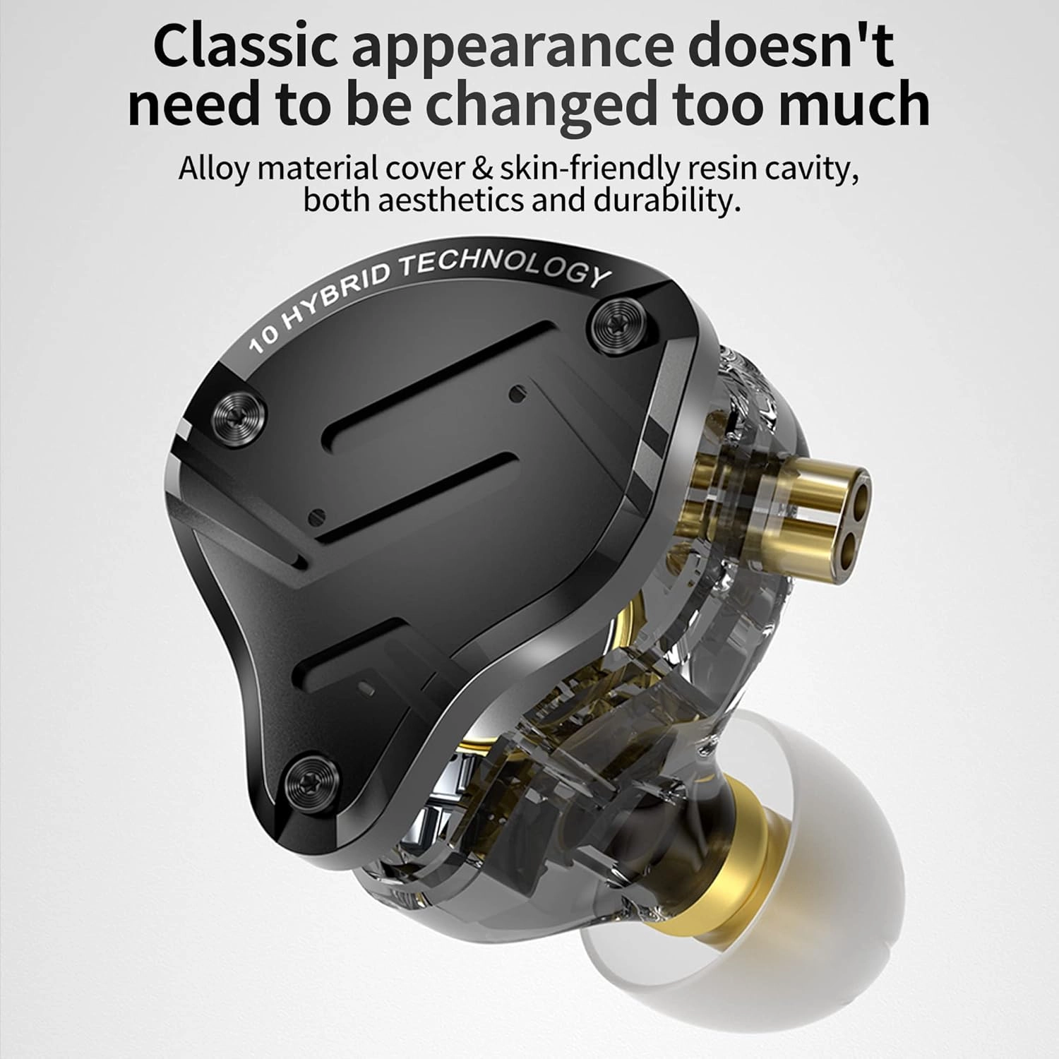 KZ ZS10 Pro X in Ear Earphone, Upgraded 4BA 1DD KZ Headphone Multi Driver in Ear Earphone IEM with Alloy Faceplace Detachable Silver-Plated Recessed 0.75mm 2Pin Cable for Audiophile (Dark, with Mic)