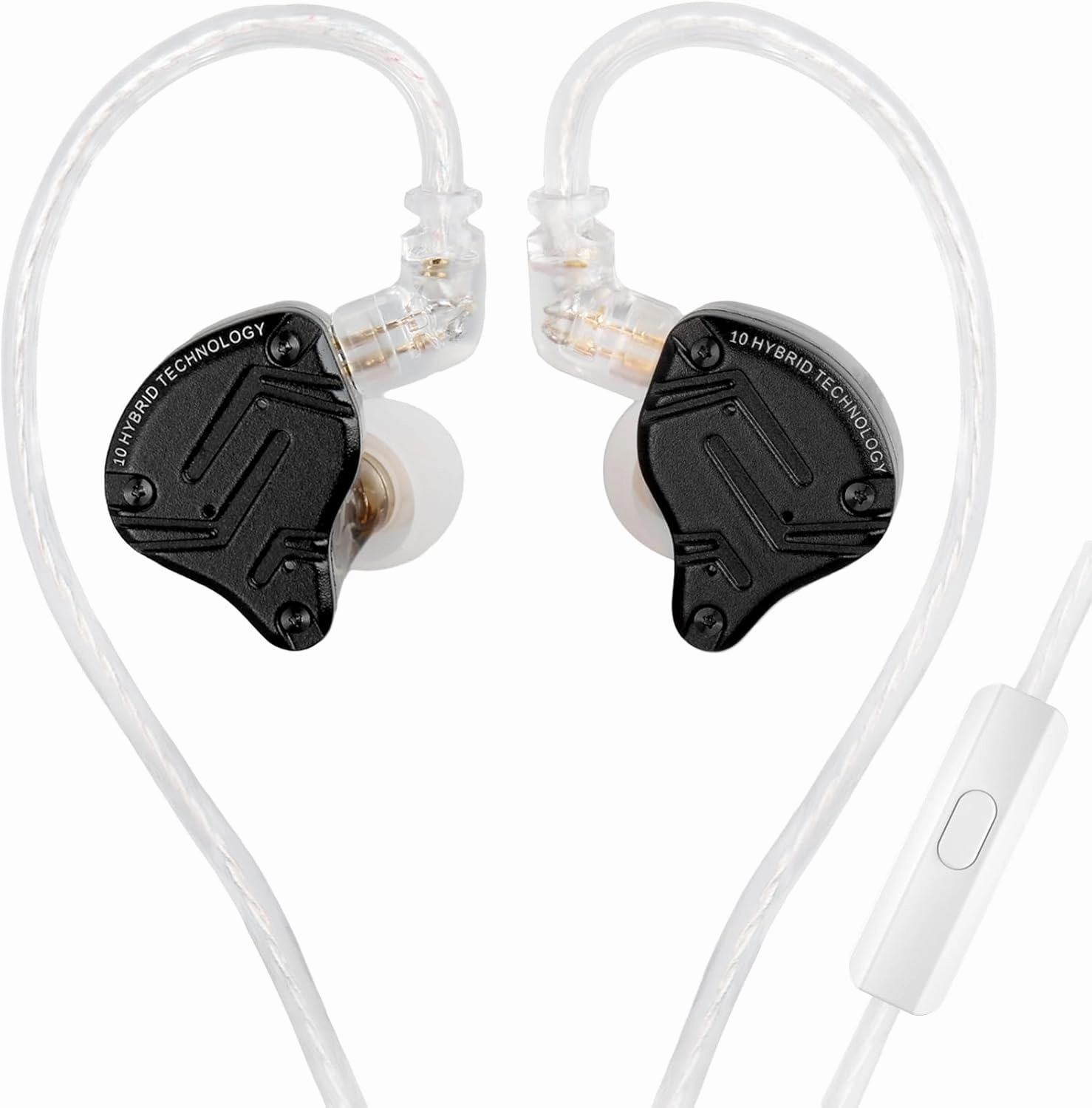KZ ZS10 Pro X in Ear Earphone, Upgraded 4BA 1DD KZ Headphone Multi Driver in Ear Earphone IEM with Alloy Faceplace Detachable Silver-Plated Recessed 0.75mm 2Pin Cable for Audiophile (Dark, with Mic)