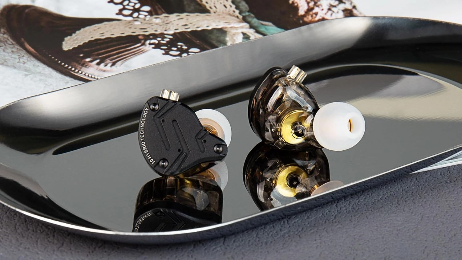 KZ ZS10 Pro X in Ear Monitor Headphone, Upgraded 4BA 1DD KZ Headphone Multi Driver in Ear IEM Earphone with Detachable Silver-Plated 0.75mm 2Pin Cable inears for Audiophile(Dark,No Mic)