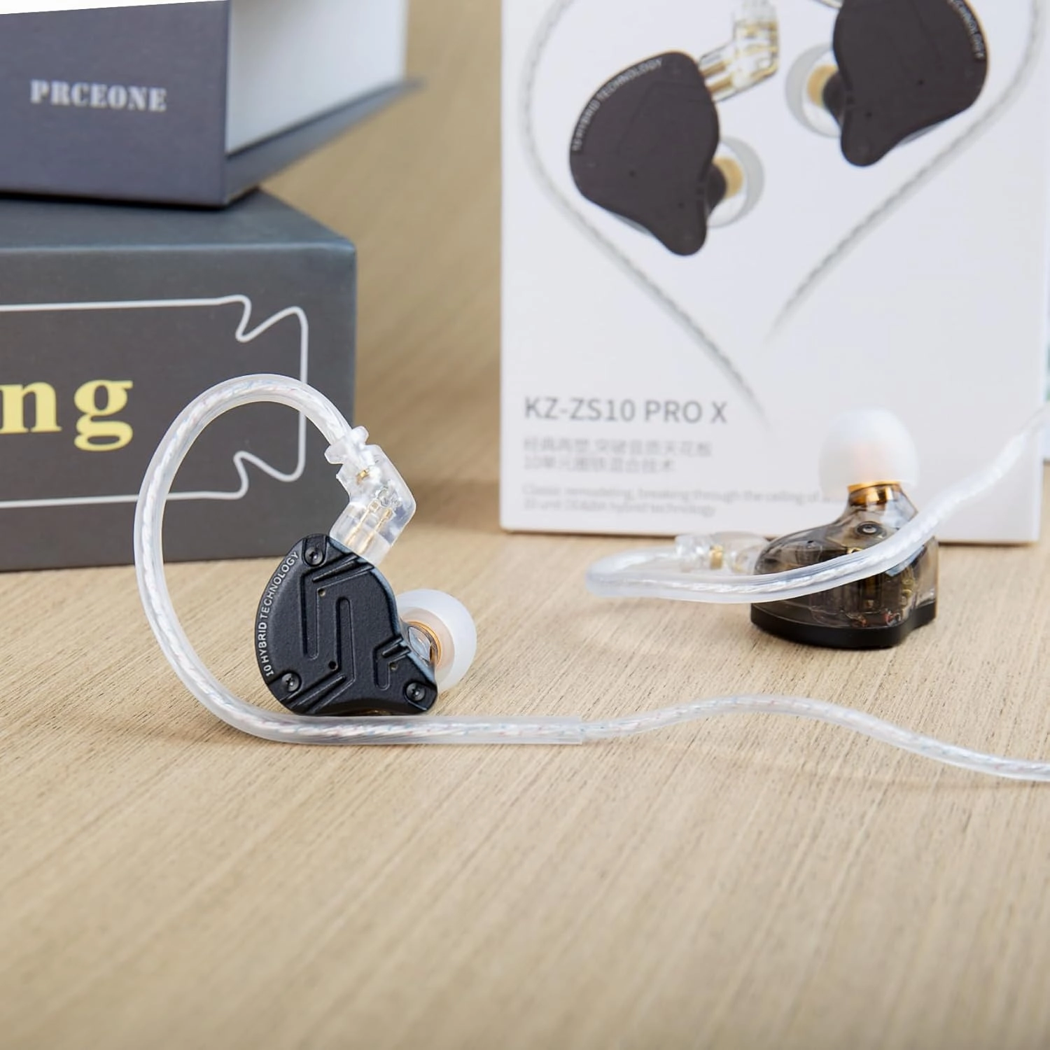 KZ ZS10 Pro X in Ear Monitor Headphone, Upgraded 4BA 1DD KZ Headphone Multi Driver in Ear IEM Earphone with Detachable Silver-Plated 0.75mm 2Pin Cable inears for Audiophile(Dark,No Mic)