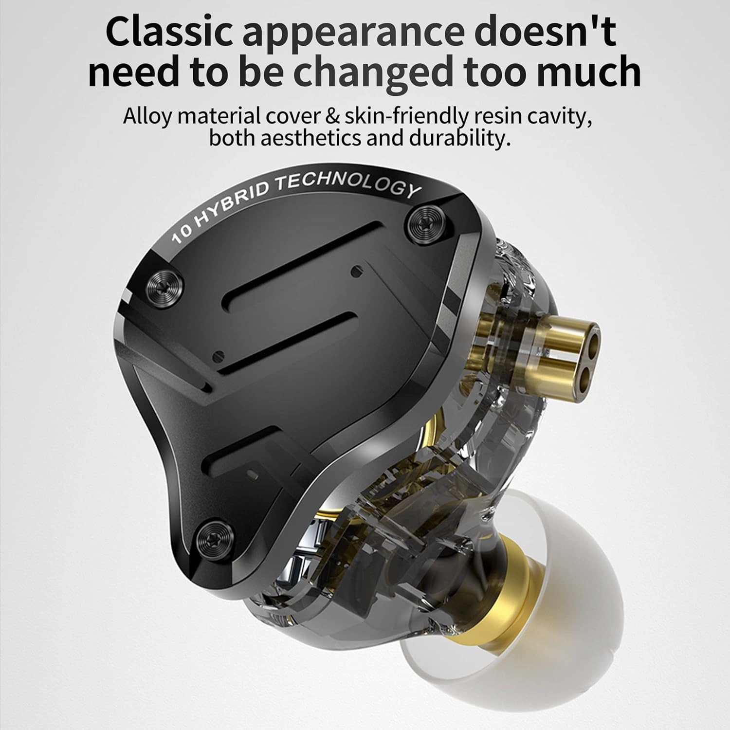 KZ ZS10 Pro X in Ear Monitor Headphone, Upgraded 4BA 1DD KZ Headphone Multi Driver in Ear IEM Earphone with Detachable Silver-Plated 0.75mm 2Pin Cable inears for Audiophile(Dark,No Mic)