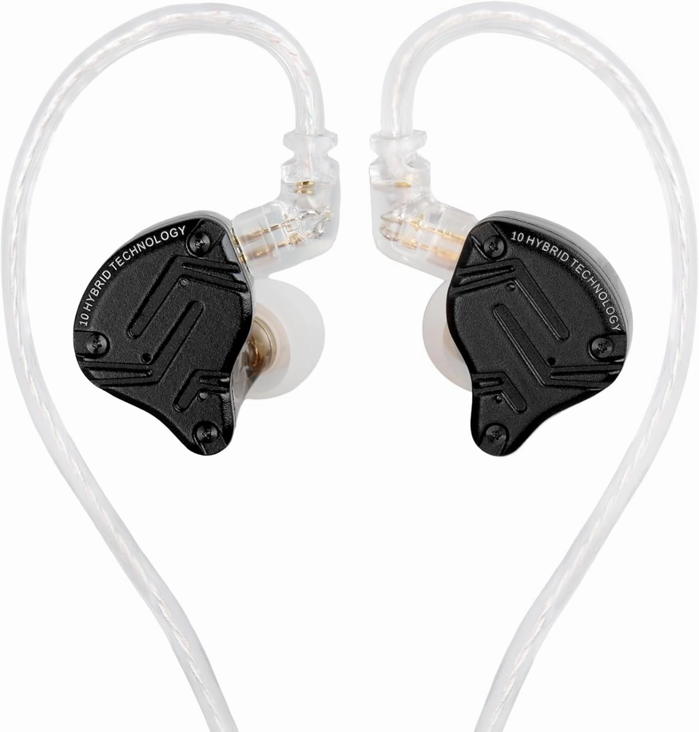 KZ ZS10 Pro X in Ear Monitor Headphone, Upgraded 4BA 1DD KZ Headphone Multi Driver in Ear IEM Earphone with Detachable Silver-Plated 0.75mm 2Pin Cable inears for Audiophile(Dark,No Mic)