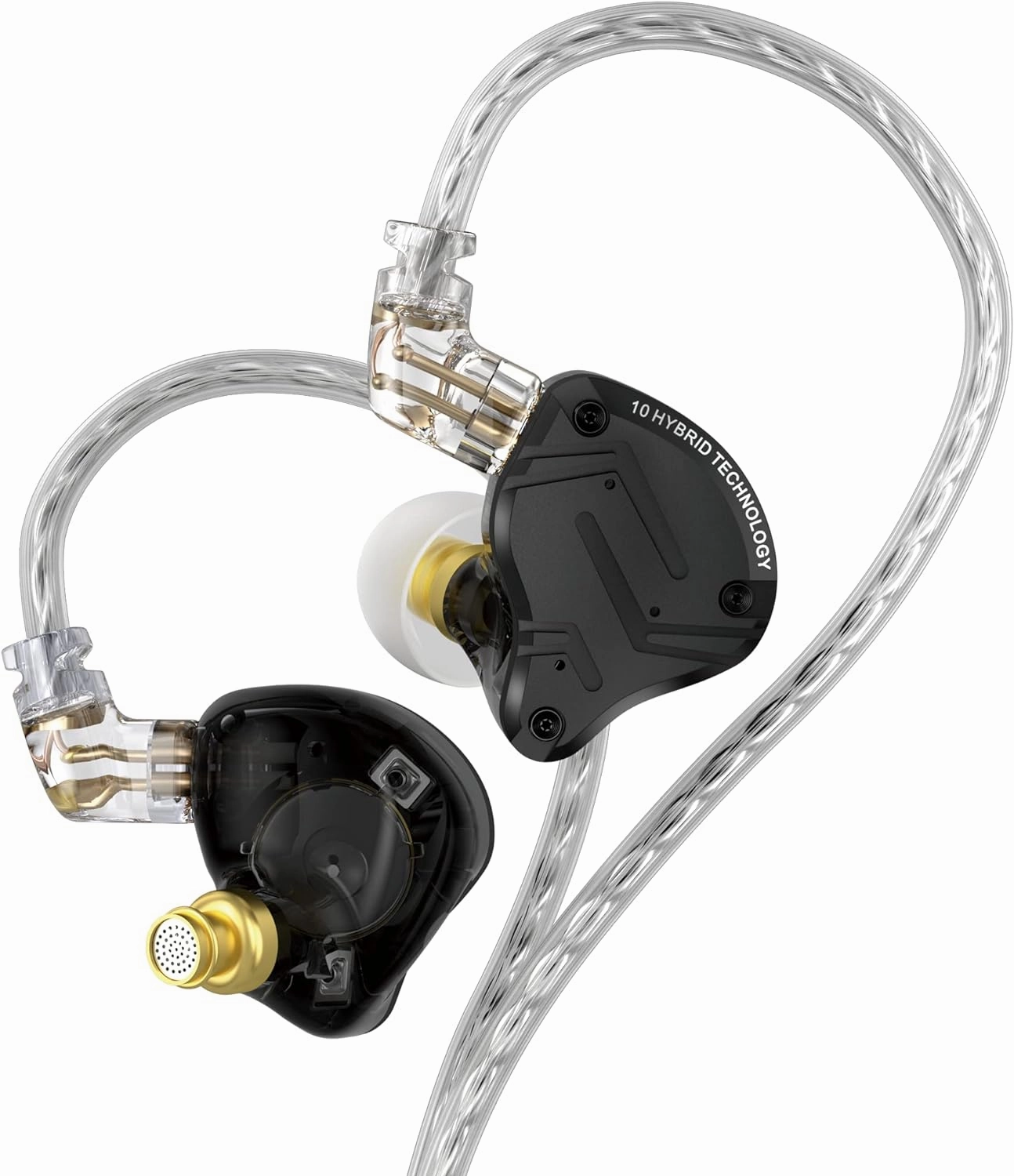 KZ ZS10 Pro X in Ear Monitor Headphone, Upgraded 4BA 1DD KZ Headphone Multi Driver in Ear IEM Earphone with Detachable Silver-Plated 0.75mm 2Pin Cable inears for Audiophile(Dark,No Mic) in-ear monitors,hi-fi IEMs,studio earphones,