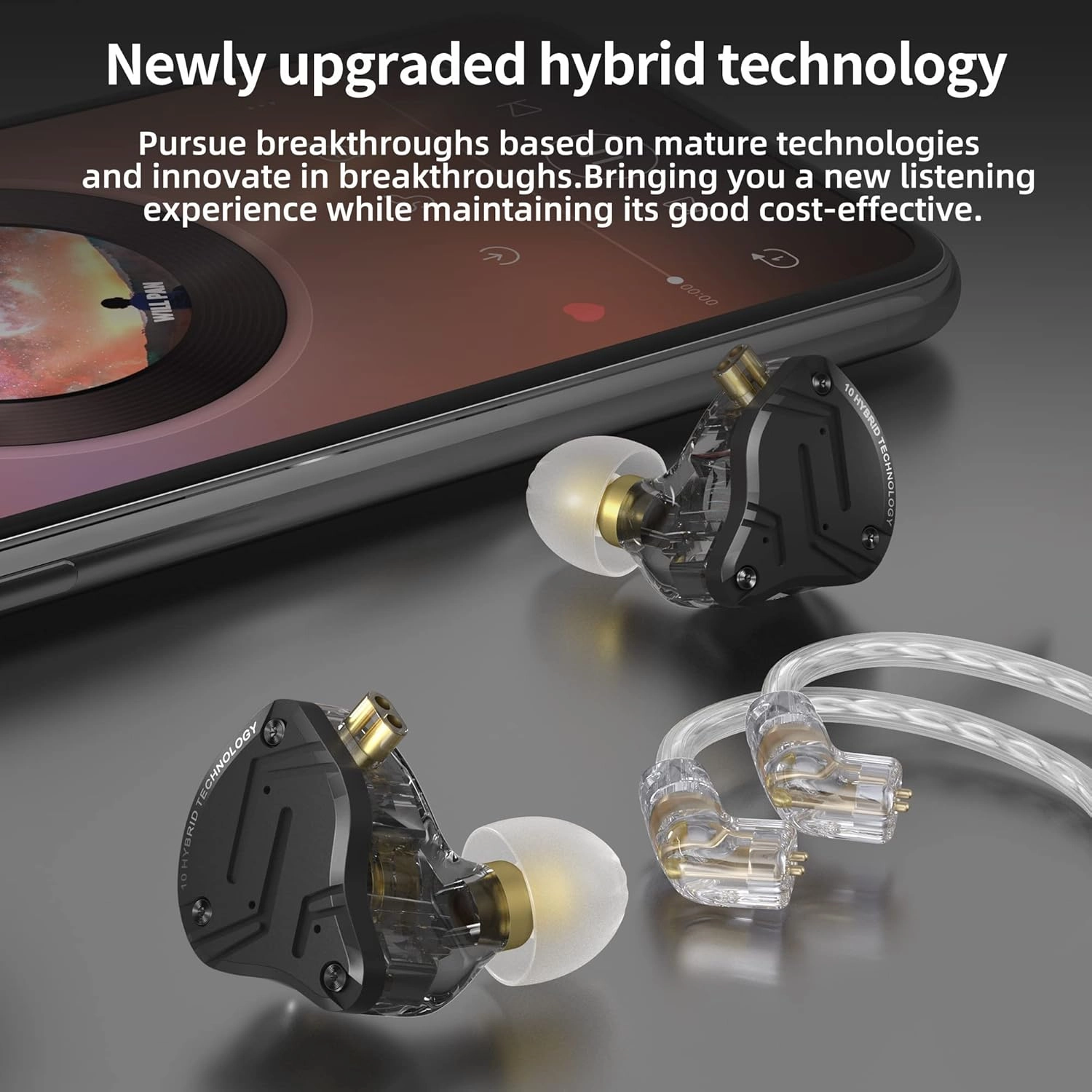 KZ ZS10 PRO X in Ear Monitor Headphones, KZ Upgraded 4BA 1DD Multi Driver IEM Earphones Gaming Earbuds Wired with Detachable Cable for Audiophile Singer Drummer Guitarist(Matte Black,with Mic)
