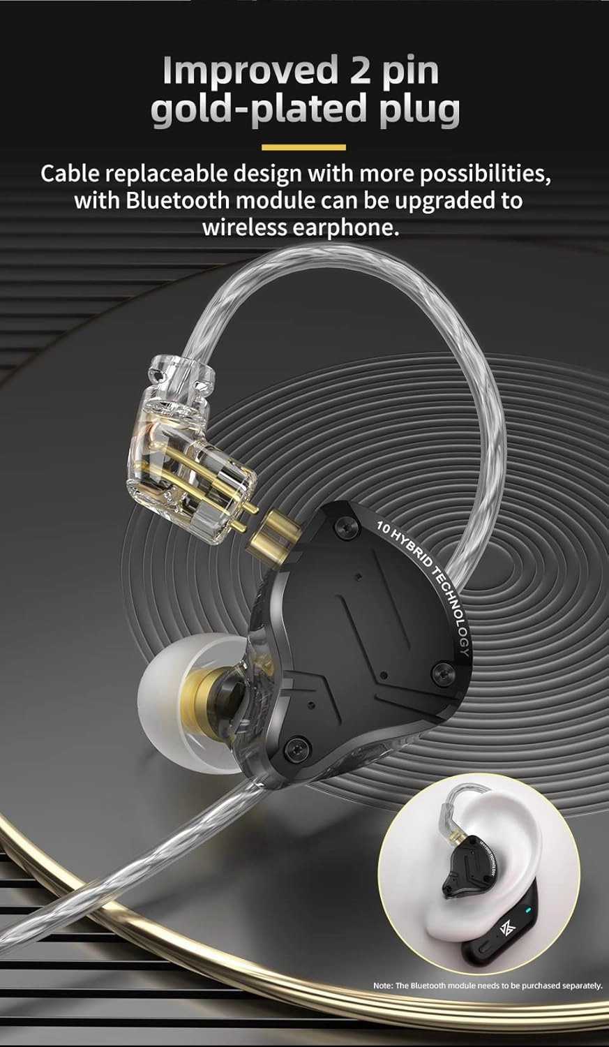 KZ ZS10 PRO X in Ear Monitor Headphones, Upgrade 4BA 1DD Hybrid Driver IEM Earphones, HiFi Metal Wired Gaming Earbuds, for Singers Bass Player Drummers Guitarist Musicians Dj (Without Mic,Black)