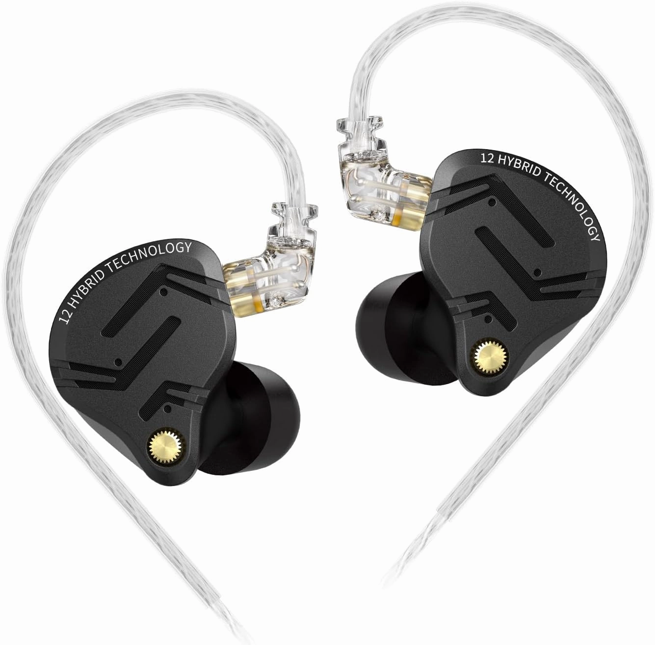 KZ ZS12 PRO X in Ear Monitor Headphones, Wired Gaming Earbuds 1DD 5BA Hybrid Driver IEM Earphone without Mic, KZ IEM in Ear Monitors for Musician Audiophile,2Pin IEM Cable, without Tuning Switch,Black audiophile headphones,high-end headphones,studio over-e