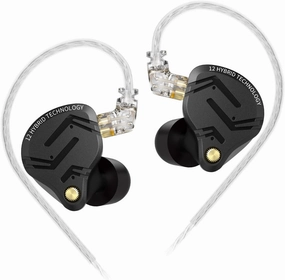KZ ZS12 PRO X in Ear Monitor Headphones, Wired Gaming Earbuds 1DD 5BA Hybrid Driver IEM Earphone without Mic, KZ IEM in Ear Monitors for Musician Audiophile,2Pin IEM Cable, without Tuning Switch,Black audiophile headphones,high-end headphones,studio over-e