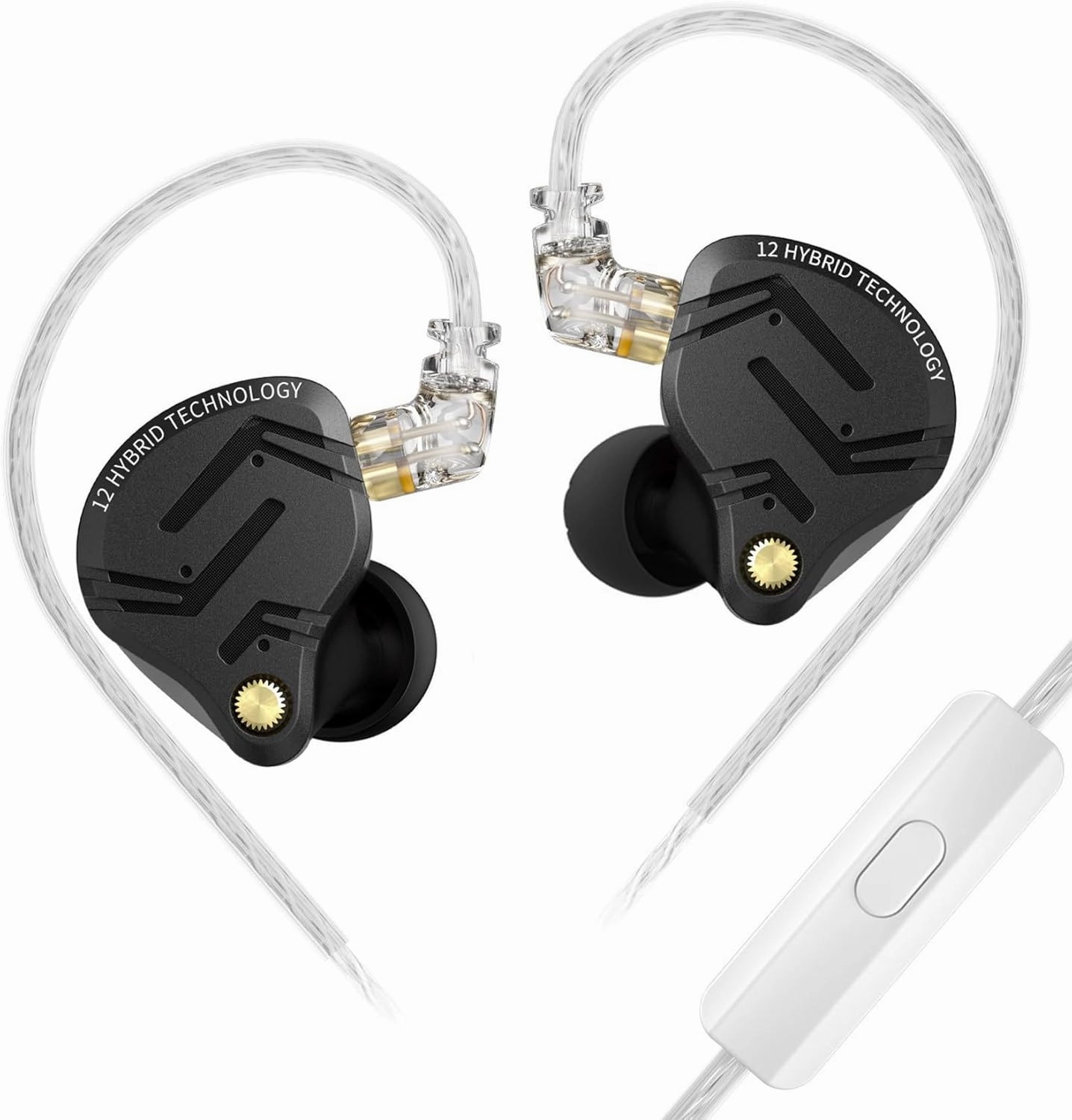 KZ ZS12 PRO X in Ear Monitor IEM Headphones,1DD 5BA Hybrid Wired Gaming Earbuds,KZ Earbuds Earphones,Best in Ear Headphones with 2PIN Cable for Audiophile (Dark Black, with Microphone) audiophile headphones,high-end headphones,studio over-ear,