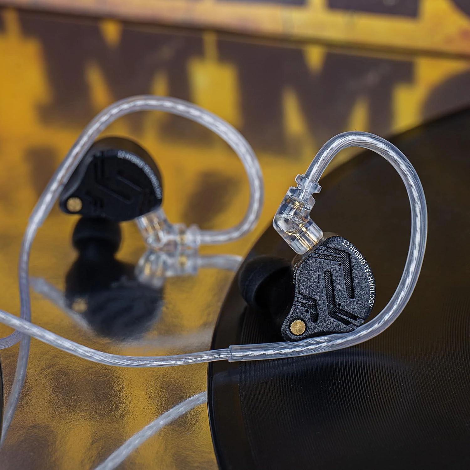 KZ ZS12 PRO X in Ear Monitor IEM Headphones,1DD 5BA Hybrid Wired Gaming Earbuds,KZ Earbuds Earphones,Best in Ear Headphones with 2PIN Cable for Audiophile (Dark Black, with Microphone)