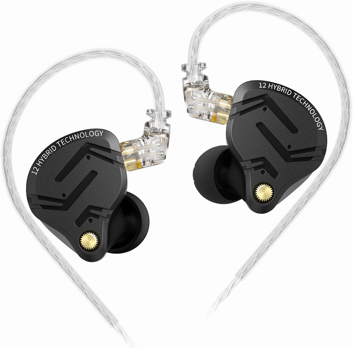 KZ ZS12 PRO X in Ear Monitor IEM Headphones,1DD 5BA Hybrid Wired Gaming Earbuds,KZ in Ear Monitor Gaming Earbuds Earphones with 2PIN Cable for Audiophile (Dark Black, NO Microphone) in-ear monitors,hi-fi IEMs,studio earphones,