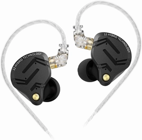 KZ ZS12 PRO X in Ear Monitor IEM Headphones,1DD 5BA Hybrid Wired Gaming Earbuds,KZ in Ear Monitor Gaming Earbuds Earphones with 2PIN Cable for Audiophile (Dark Black, NO Microphone) in-ear monitors,hi-fi IEMs,studio earphones,